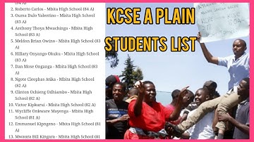 FULL LIST OF A PLAIN KCSE CANDIDATES WHO SCORED IT COUTRYWIDE|KCSE 2022 BEST STUDENTS|ROBERT CARLOS