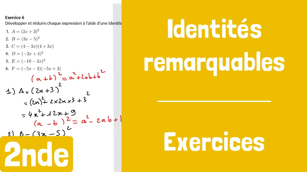Exercices : Identités remarquables (développer et factoriser)
