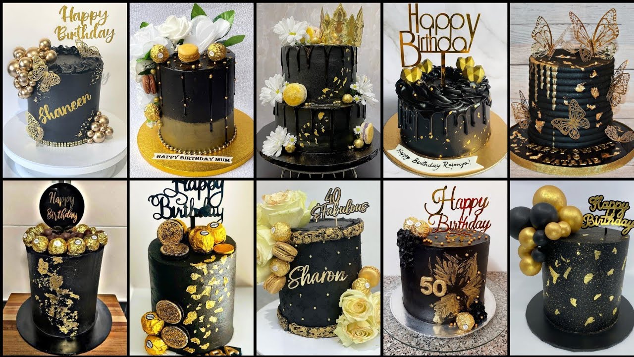 Black And Gold Birthday Cake Ideas 2022/Birthday Cake Ideas/Black Cake/Golden  Cake/New Cake Design 