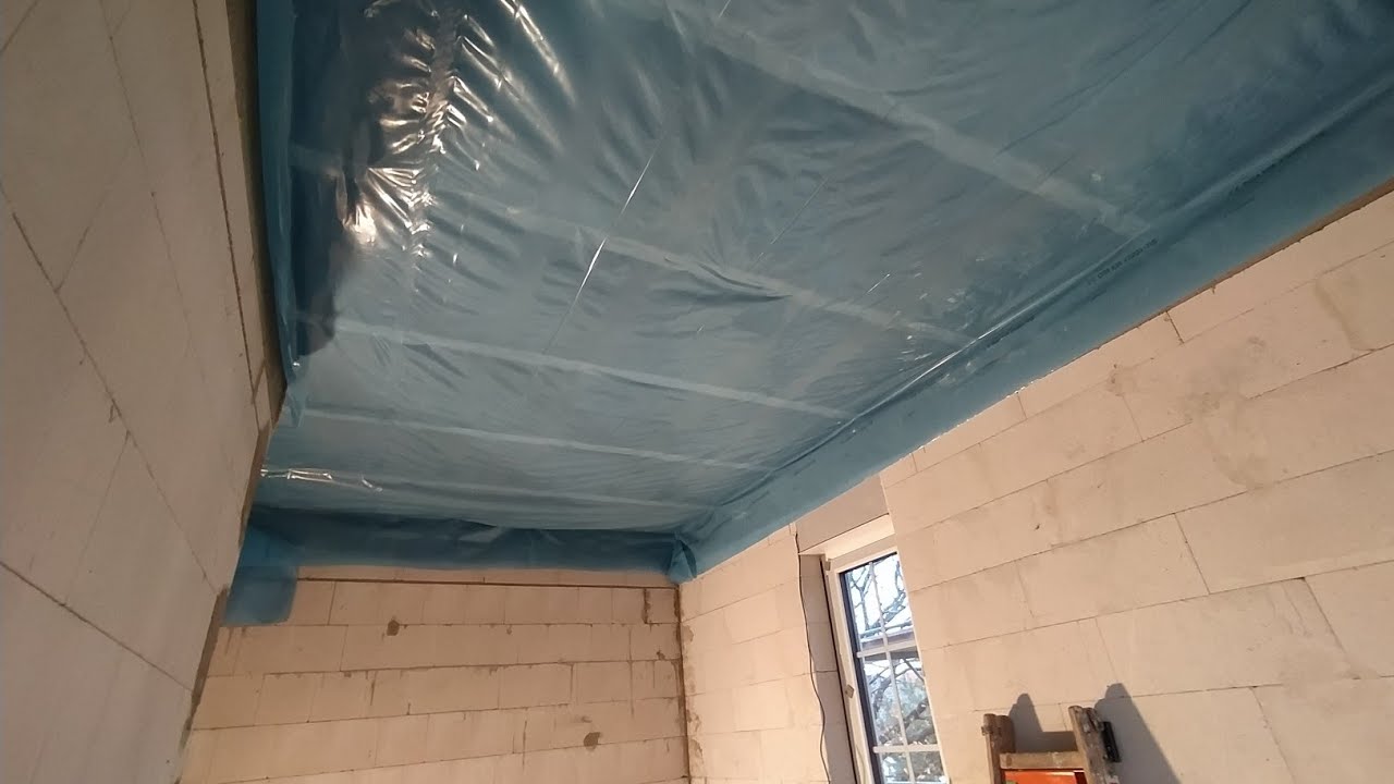 Изолиране на Таван с Минерална Вата(Кнауф) и поставяне на Пароизолация ...