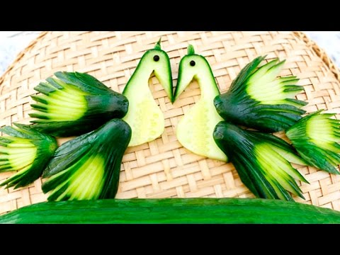 Art In Cucumber Peacock | Vegetable Carving Garnish | Party Food Decoration By ItalyPaul