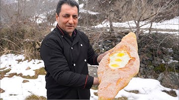 Khachapuri (Georgian Cheese Bread) | Cheese and Egg Bread Adjaruli Recipe | Wilderness Cooking