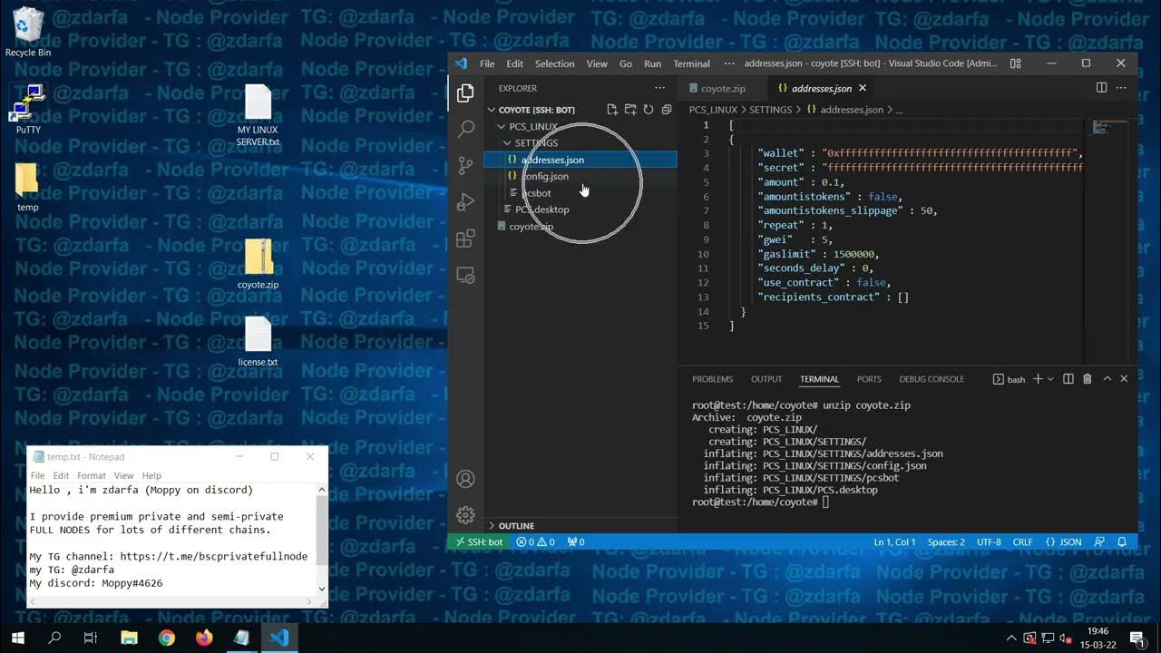 Coyote Linux on Node Server + Visual studio code (no desktop) - Turn ON ...