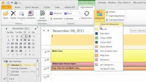 Using Colors in the Outlook Calendar