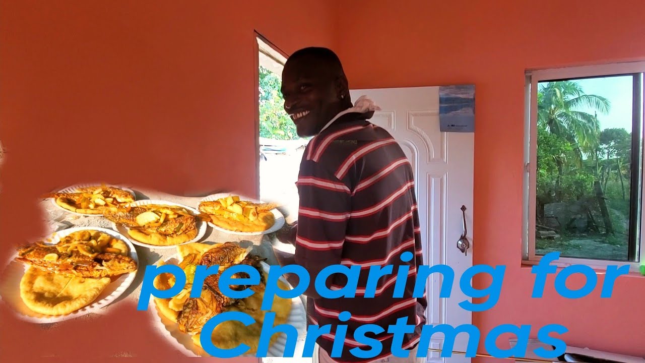 working on my house and preparing lunch brown stew fish and Johnny cake dumpling
