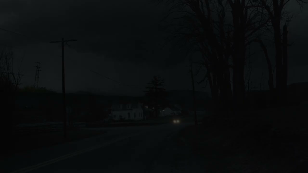 Empty Highway Through Dark Forest | Lonely House in Distance | Deep Rolling Thunders for Sleep