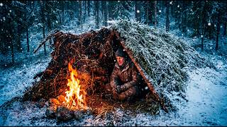 Solo Winter Camping – Survival Shelter in Deep Snow