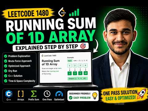 LeetCode 1480: Running Sum of 1D Array Explained in C++ | Step-by-Step
