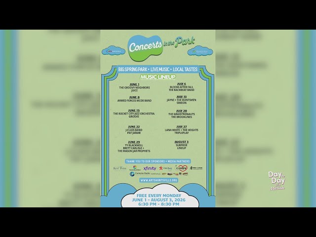 Concerts in the Park Returns to Big Spring Park | June 1, 2026 | Day to Day with Mariah