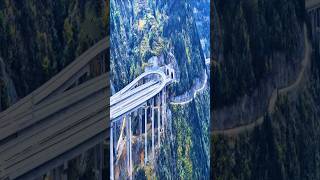 137m Pylons, Cloud U Turn Bridge#mountains #highwaydevelopment #bridge #technology