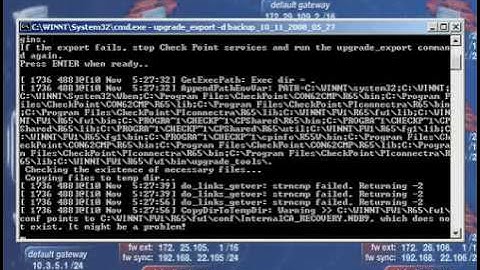 Checkpoint backup by upgrade_export