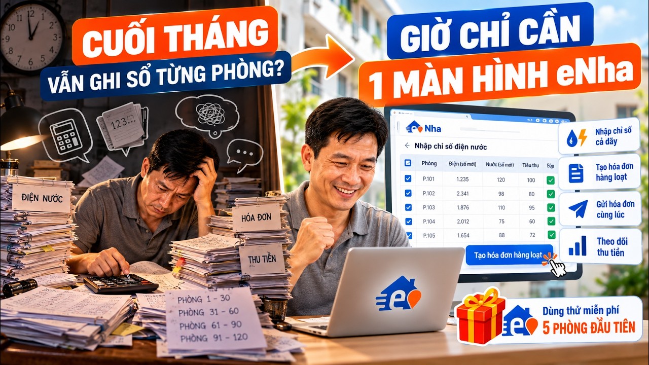 Quản lý nhà trọ trên máy tính: nhập chỉ số cả dãy, tạo hóa đơn, gửi bill một lần