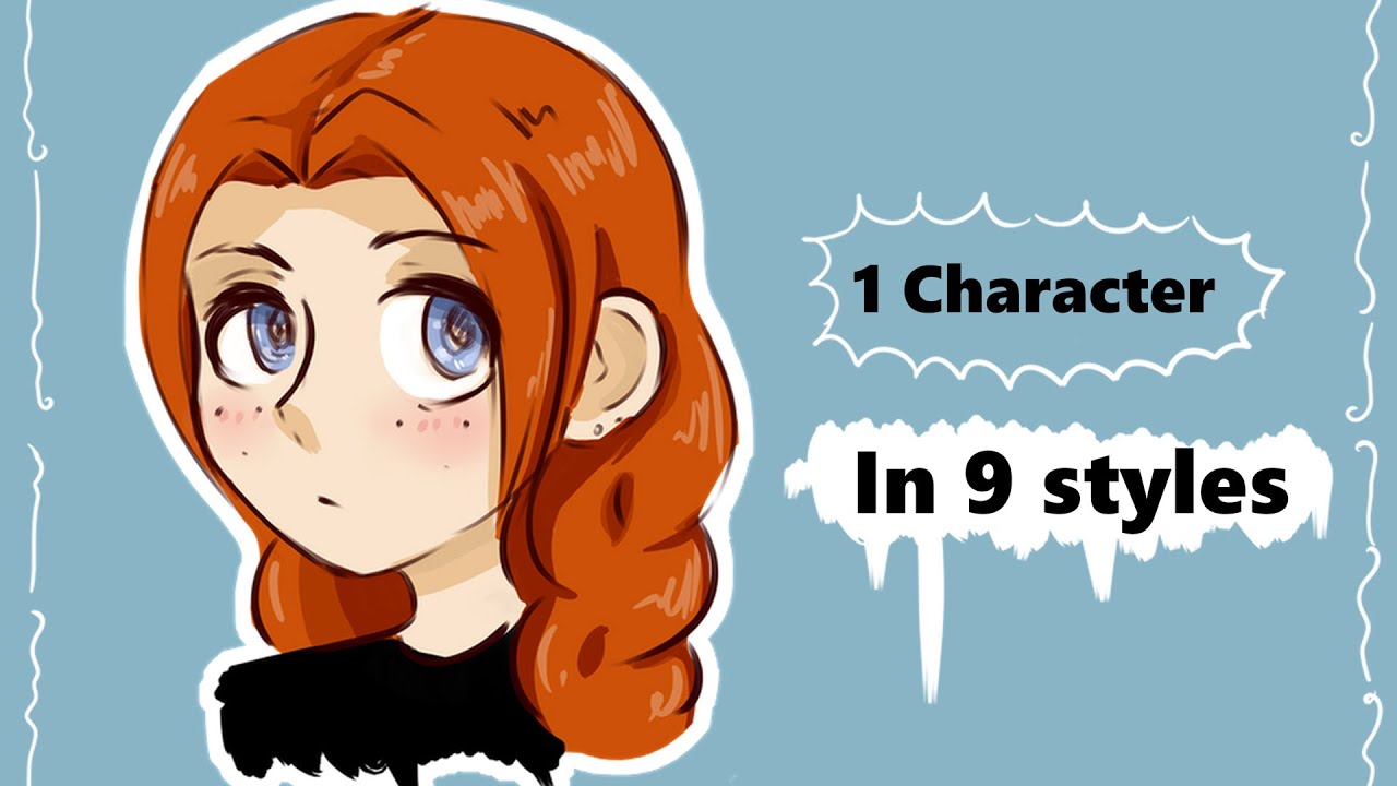 One character - in 9 styles! Speedart :3 - YouTube