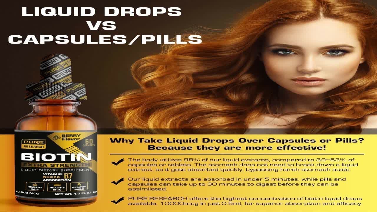 Extra Strength 10000mcg Biotin Liquid Drops 60 Servings Vegan Friendly ...