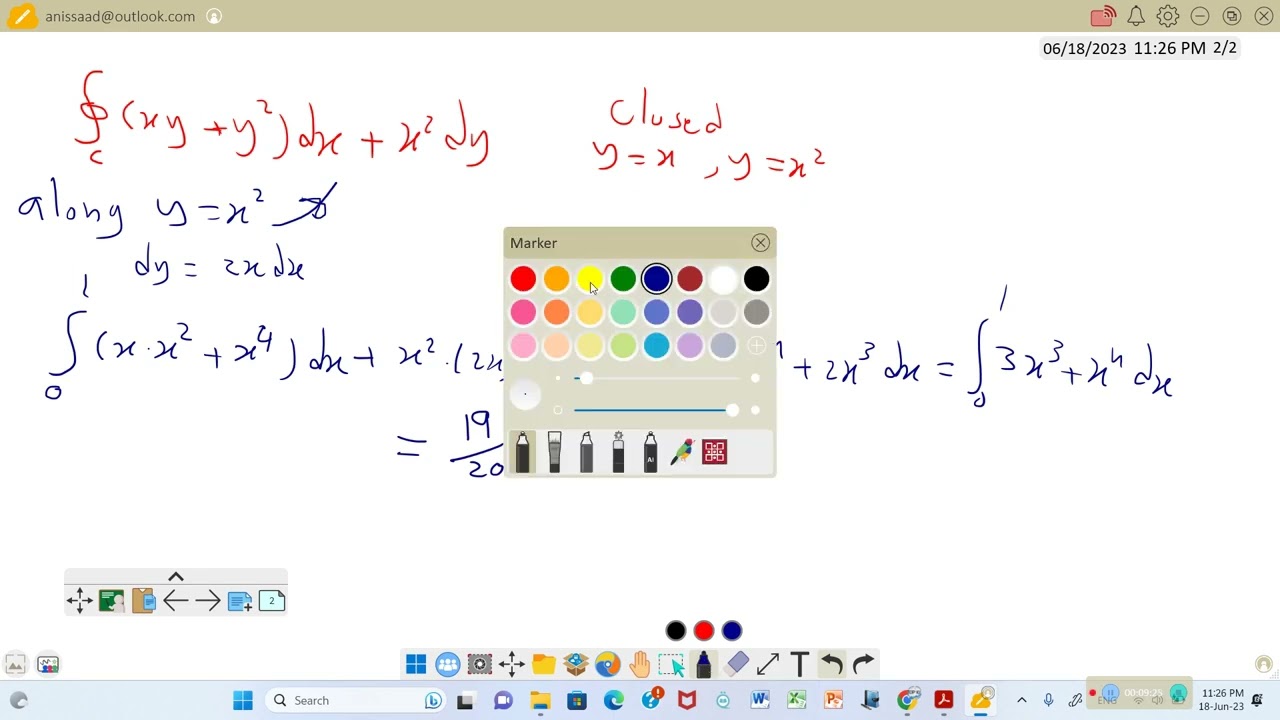 شرح نظرية جرين وتطبيق مثال عليها بشكل سريع