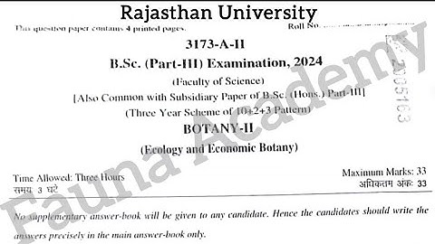 RU BSc Final Botany 2nd Paper 2024 Rajasthan University