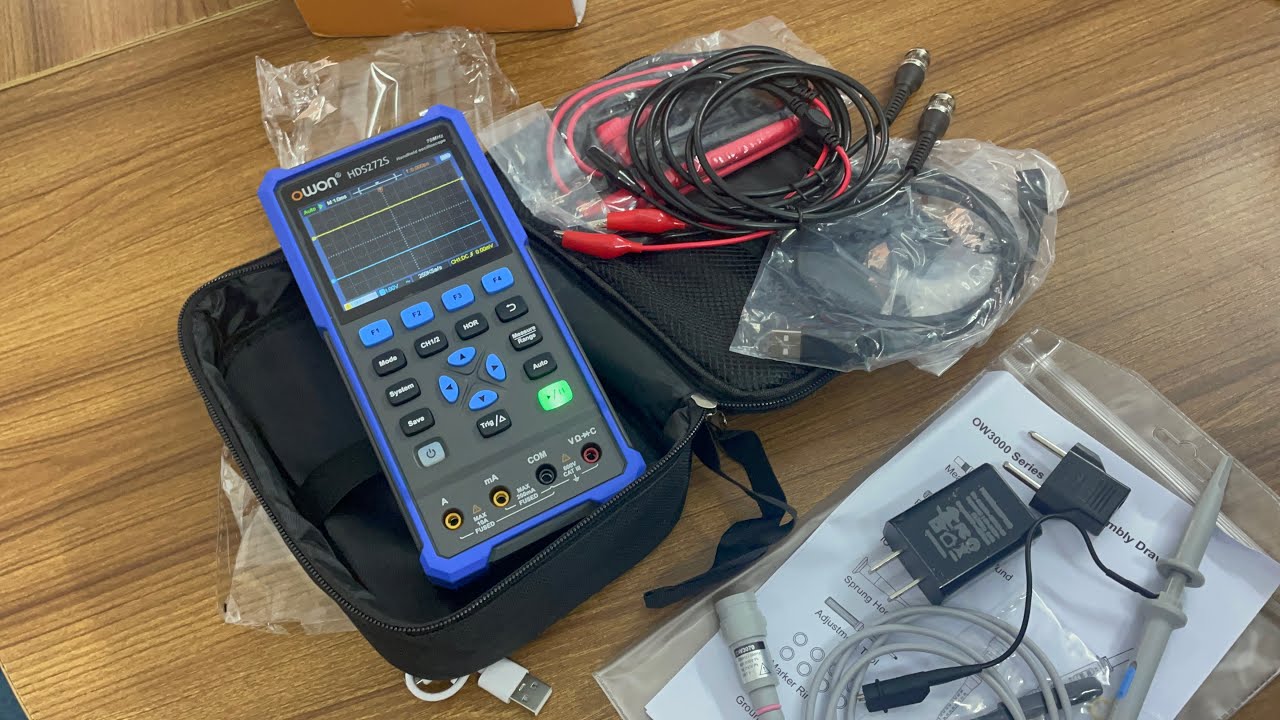 Unboxing oscilloscope, multimeter, signal generator - Owon HDS272S ...