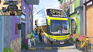 Realistic Bus Driving through Tight Streets of Portugal 🇵🇹 | Euro Bus Simulator | Logitech G29 screenshot 4