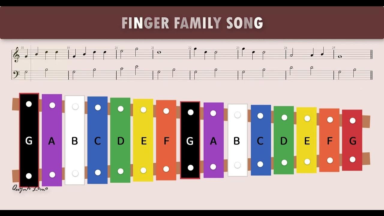 How to play FINGER FAMILY SONG on xylophone Easy tutorial by Quynh