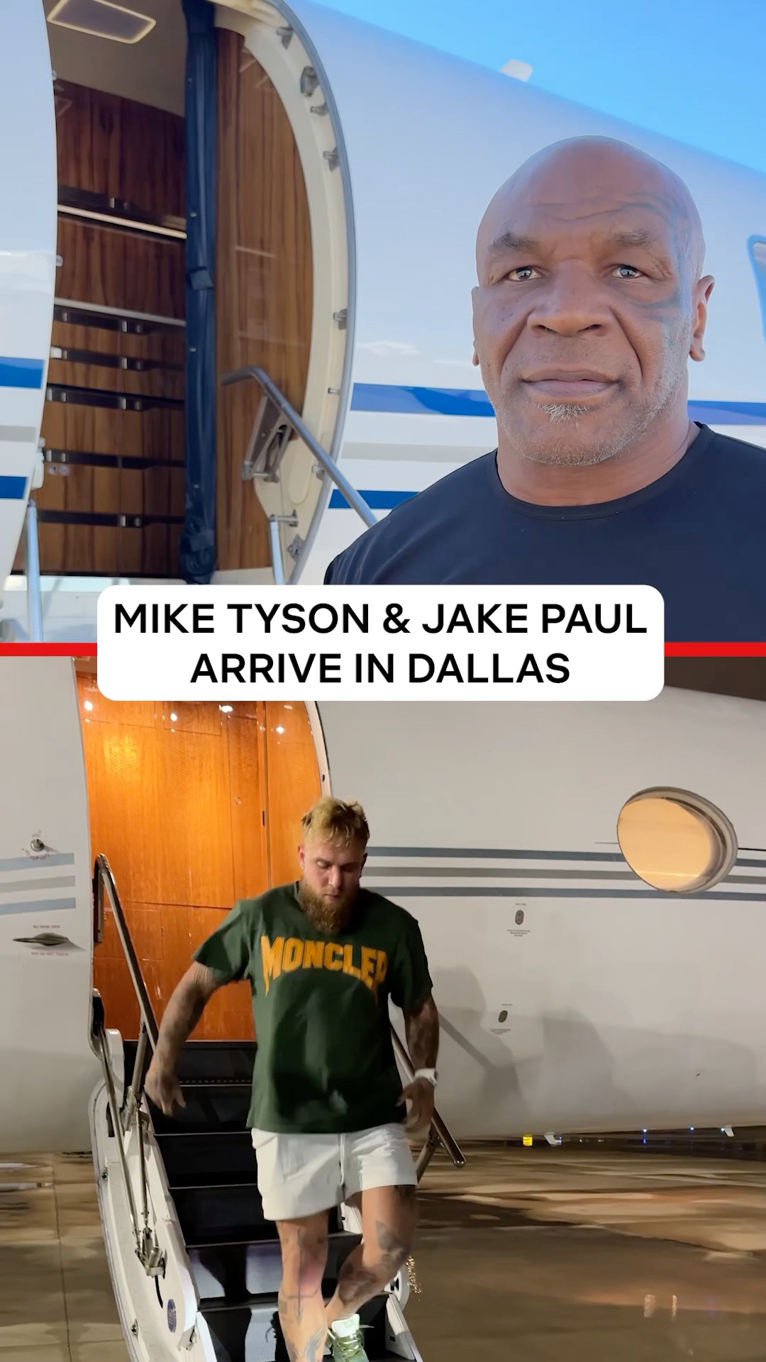 Mike Tyson and Jake Paul arrive in Dallas for #PaulTyson fight week!