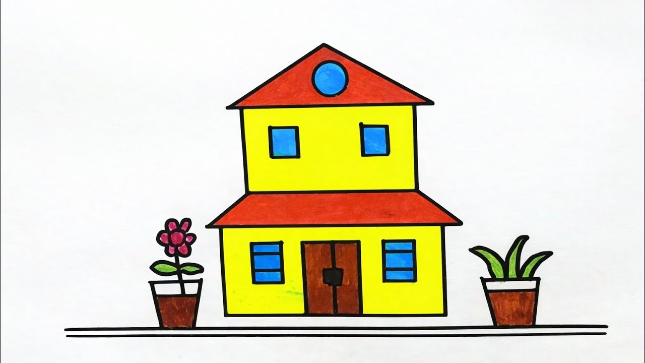 Colorful Cute House Drawing for Kids