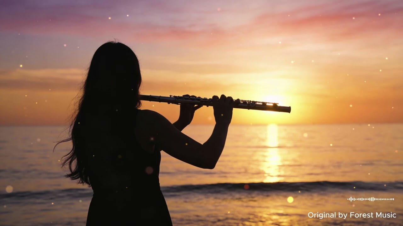 Flute & Piano Healing Music at Sunset 🌅 Calm Ocean, Warm Relaxing Instrumental