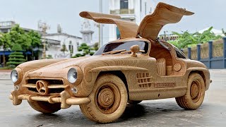 Wood Carving - 1955 Mercedes-Benz 300 SL Gullwing - Woodworking Art