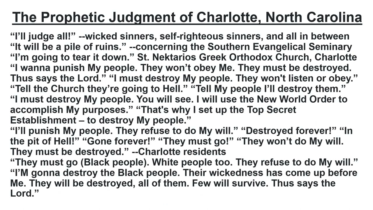 The Prophetic Judgment of Charlotte, North Carolina YouTube