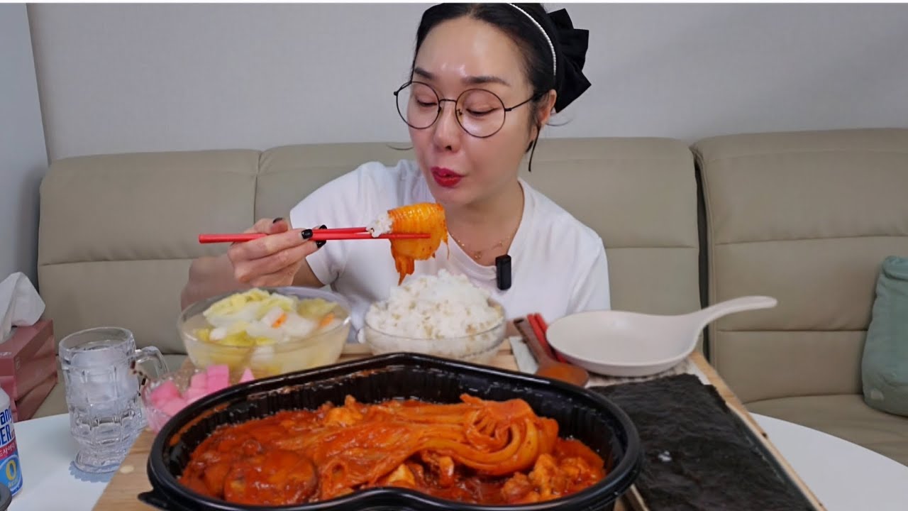 [두찜]실비한우곱찜닭 (🌶🌶🌶아주매운맛)시원한 동치미 구운김 참기름 넣고 볶음밥[국물 계란탕]까지 정말 맛있게 잘먹었습니다.😅😁