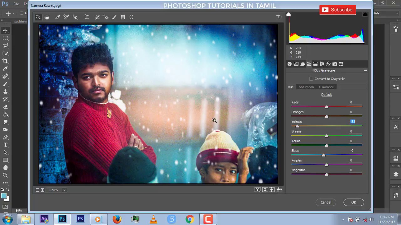 SACHIN-Winter Snow BLUE Color  RETOUCH Effect in Photoshop
