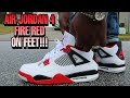 AIR JORDAN 4 FIRE RED 2020 ON FEET REVIEW!!! THEY'RE BACK!!!