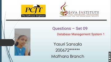 DBMS 1 | Question Set 09 | 1st Year | Java Institute | Yasuri Sansala