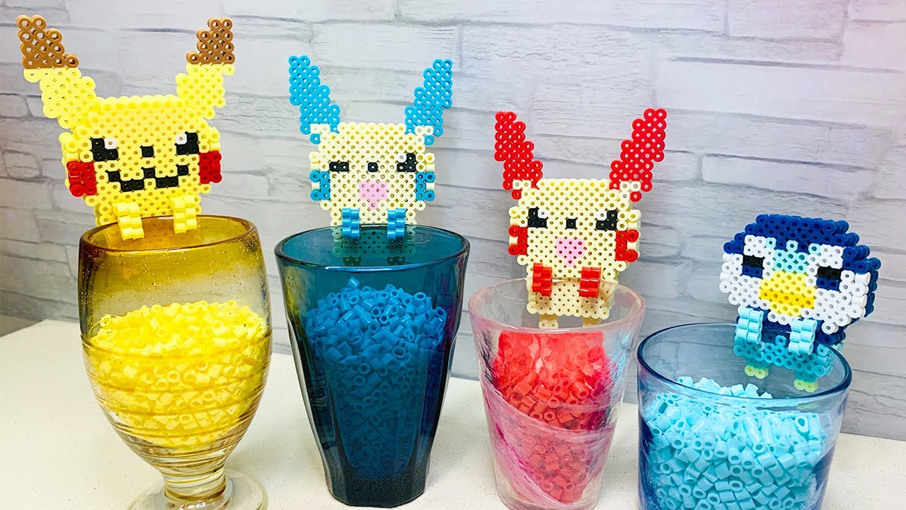 アイロンビーズ ポッチャマとピカチュウのひっかけフィギュア作ってみた ポケモン 音声入り Making 3d Piplup And Pikachu With Perler Beads Youtube