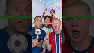 Mbappé, Haaland, Bellingham, and Yamal tried the chocolate World Cup trophy trend 🍬😂 #parody #foot
