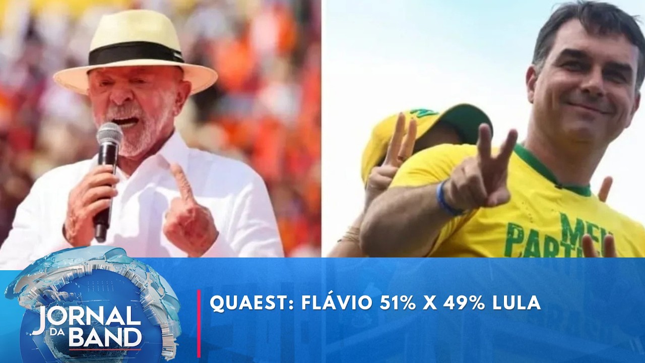 Quaest aponta empate técnico entre Flávio (51%) e Lula (49%) no 2° turno | Jornal da Band