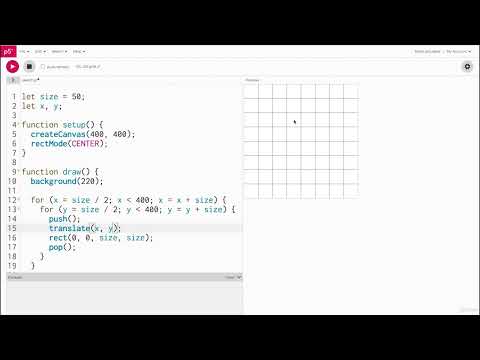 Creative Coding p5 js 0407 CONCEPT   Making a grid with translate