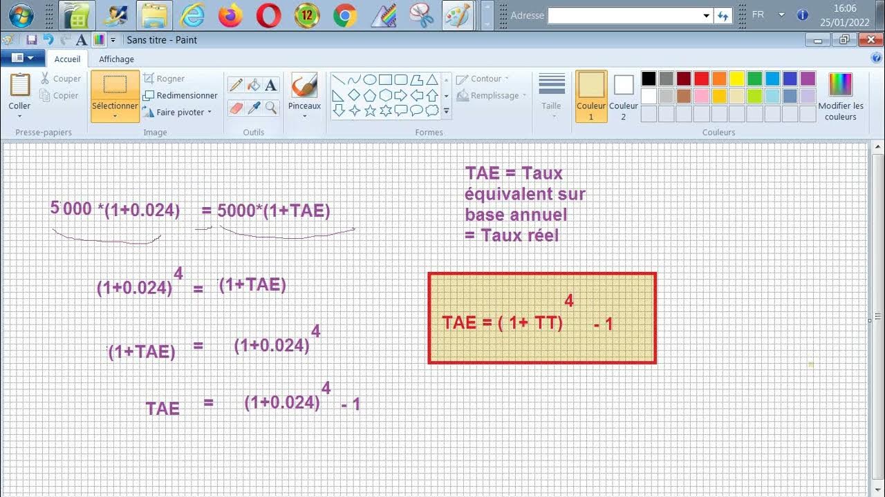 Algèbre financière Taux semestriel en taux équivalent annuel YouTube