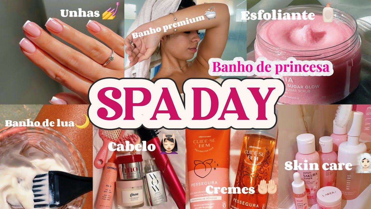 SPA DAY- cabelo, unhas, skin care, corpo e mais!!! ✨Rotina de menina pomposa🛁🤍