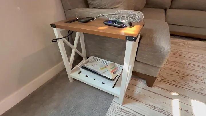 Hadulcet Farmhouse End Tables Set of 2: Narrow Side Table with Charging Station