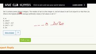 Statistics 18- Set S contains seven distinct integers. The median of set S is the integer m, and...