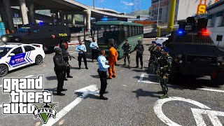 Pengawalan Narapidana KKB Di Hadang Musuh Bersenjata || GTA 5 Mod Polisi Indonesia