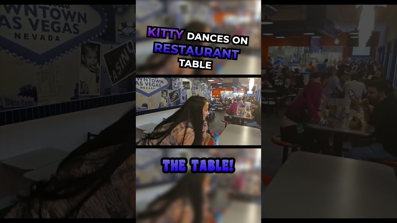 Kitty Dances on Restaurant Table