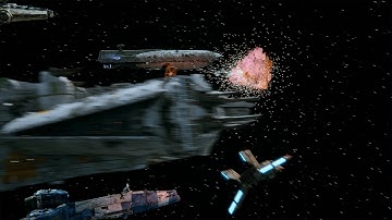 TIEs Strafing a Corellian Frigate WIP#7 (65° FOV Test)