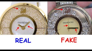 Real vs fake Swarovski watch. How to spot fake Swarovski stones time wear