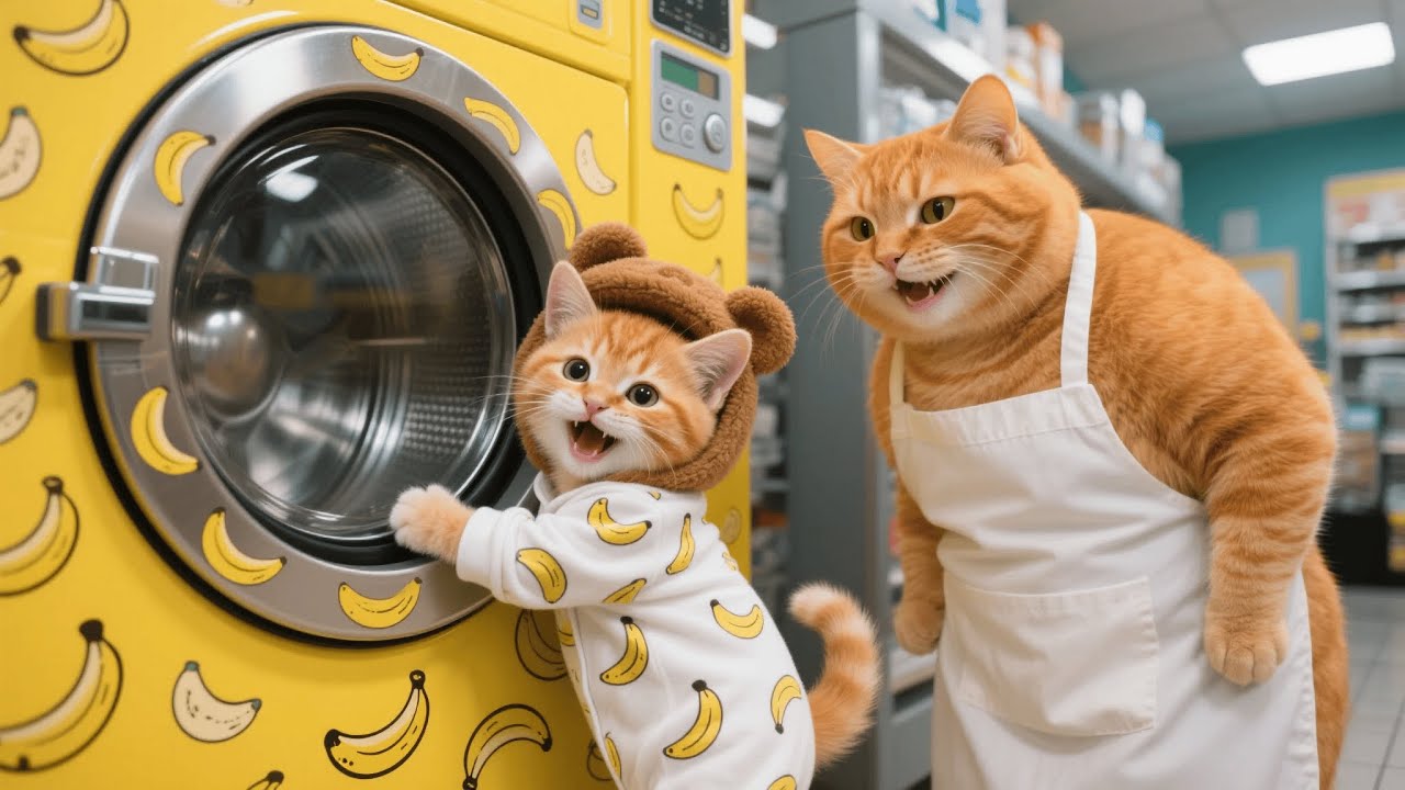 The Washer Breaks Down—Ginger Kitten & Mama Cat Work Part Time at a Laundromat to Buy a New One 🧺🐾