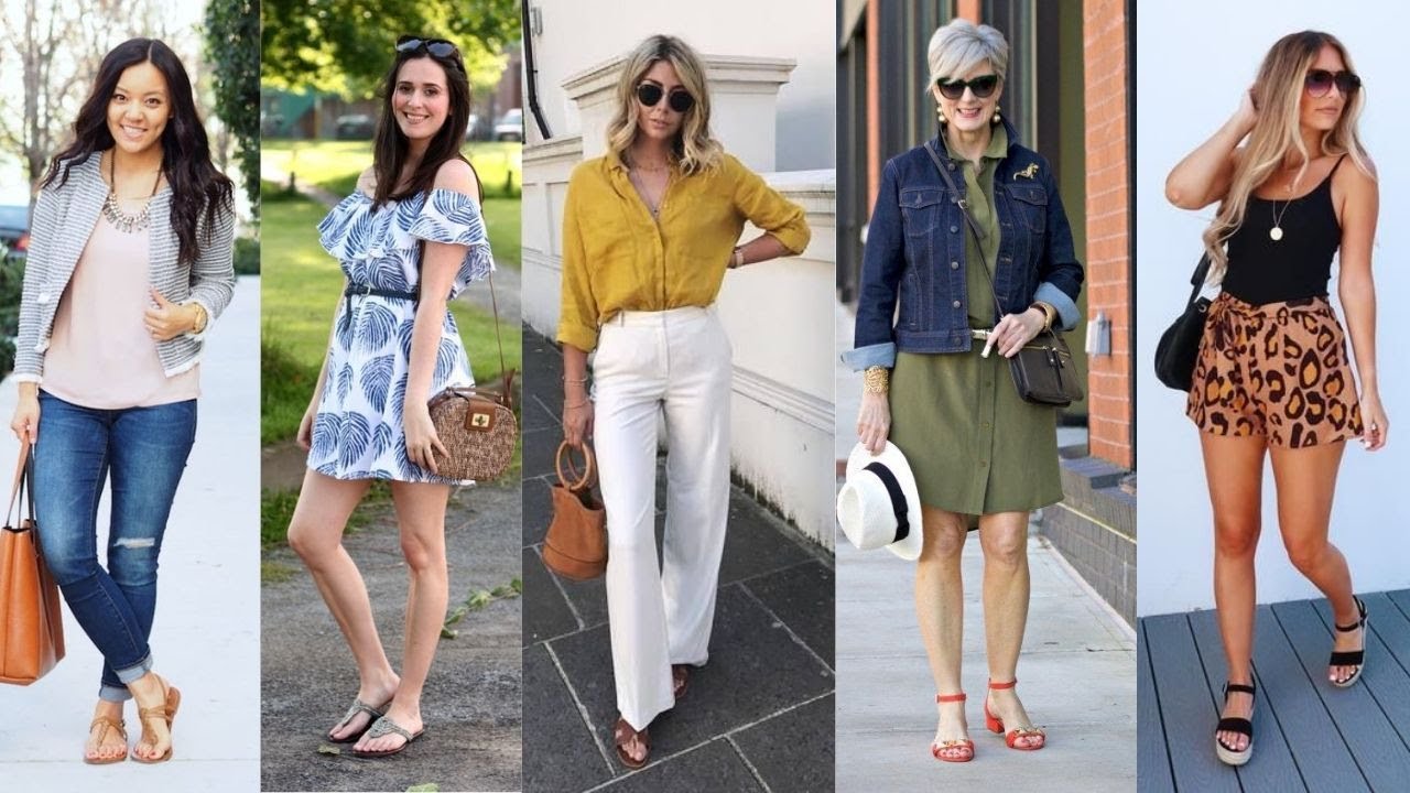 MODA VERANO INFORMAL CON SANDALIAS PLANAS OUTFITS CASUALES BASICOS DE MODA  VERANO 2021 - YouTube