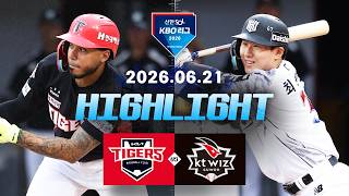 [KIA타이거즈 vs KT위즈] 6.21(일) 야구 하이라이트｜2026 KBO 리그｜KBO X TVING