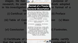format of a thesis/ dissertation #researchmethodology #shortnotes