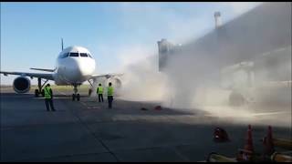 Air incident plane Airbus A320-232 in Astana International Airport Kazakhstan
