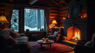 Cozy Core 🔥 Fireplace Relaxing ❄️ Snowy Cabin 3.5hrs Background Ambience 🤍 Screensaver Winter 🏡